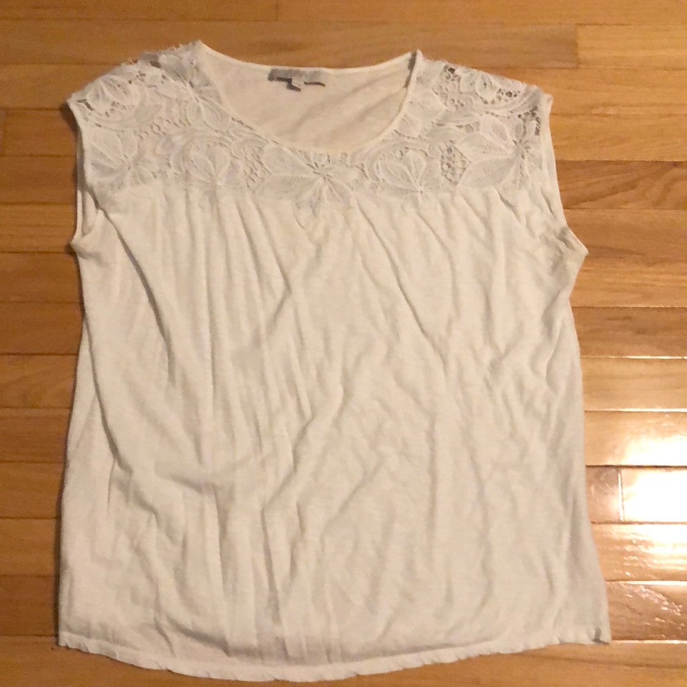 White LOFT tee with lace